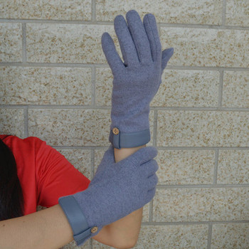 Μοντέρνα μονόχρωμα γυναικεία γάντια με κουμπί
