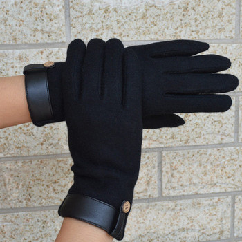 Μοντέρνα μονόχρωμα γυναικεία γάντια με κουμπί