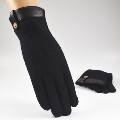 Μοντέρνα μονόχρωμα γυναικεία γάντια με κουμπί