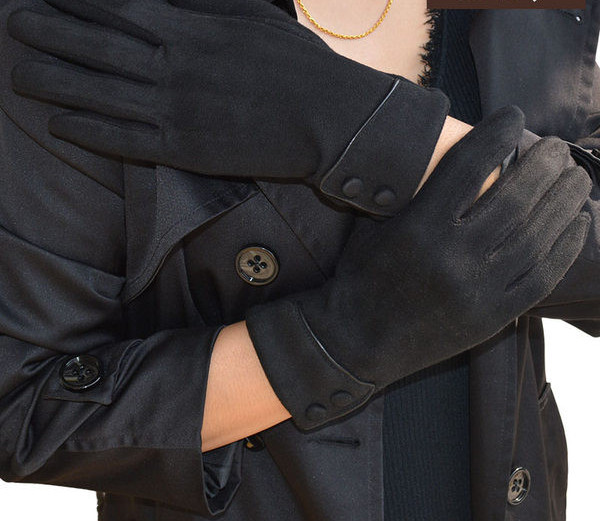 Γυναικεία γάντια με κουμπιά - χρώμα γκρι και μπλε