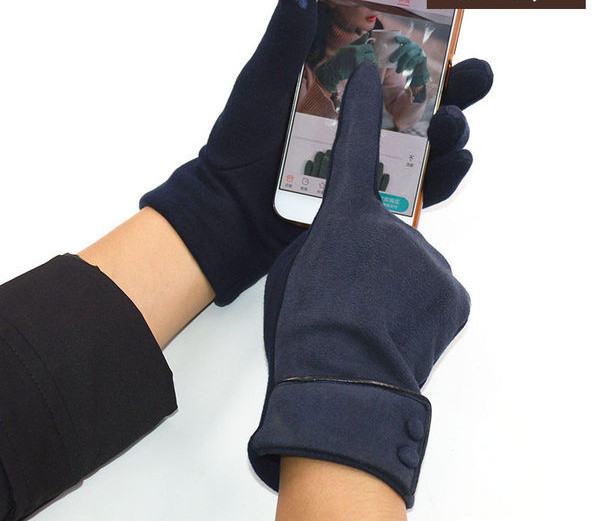 Γυναικεία γάντια με κουμπιά - χρώμα γκρι και μπλε