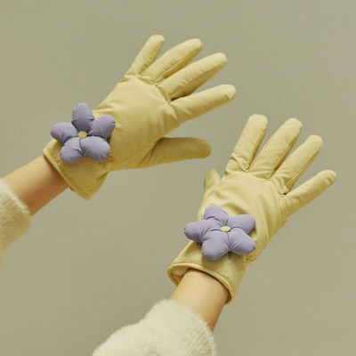 Γυναικεία χειμωνιάτικα γάντια με φόδρα και κορδέλα