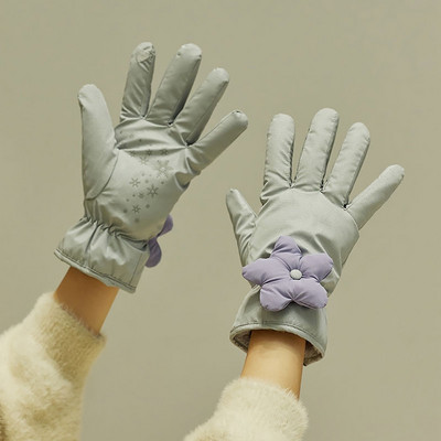 Γυναικεία χειμωνιάτικα γάντια με φόδρα και κορδέλα
