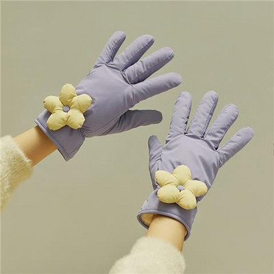 Γυναικεία χειμωνιάτικα γάντια με φόδρα και κορδέλα