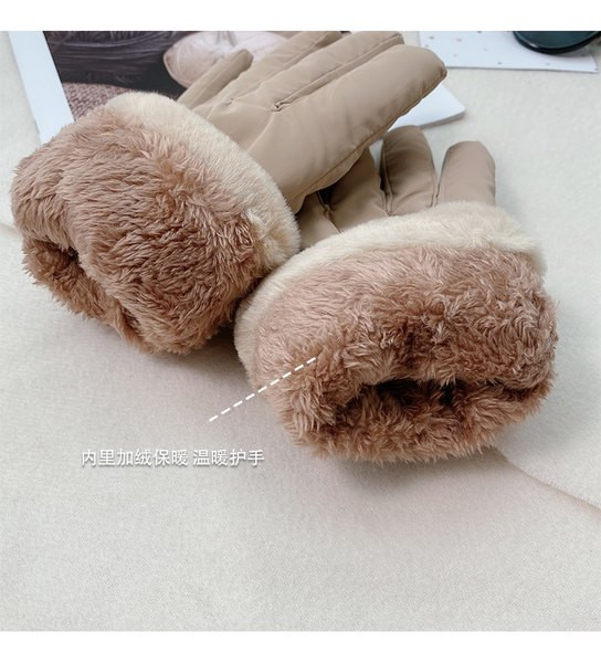 Γυναικεία χειμωνιάτικα γάντια με φόδρα και κορδέλα