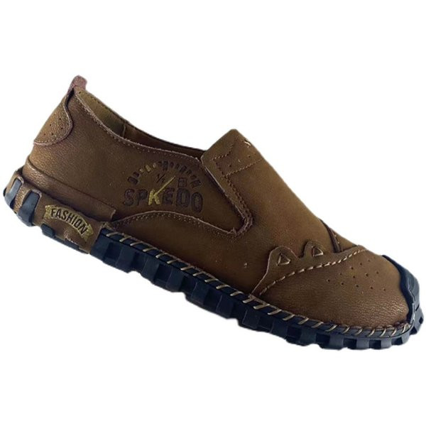 Vīriešu mokasīni no eko ādas ar plakanu zoli un uzrakstu