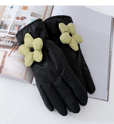 Sieviešu ziemas cimdi ar 3D elementu