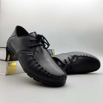 Δερμάτινο Lace Up Loafers με επίπεδη σόλα για άνδρες