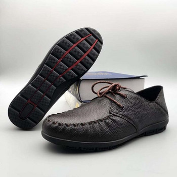 Δερμάτινο Lace Up Loafers με επίπεδη σόλα για άνδρες