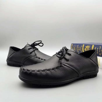 Δερμάτινο Lace Up Loafers με επίπεδη σόλα για άνδρες