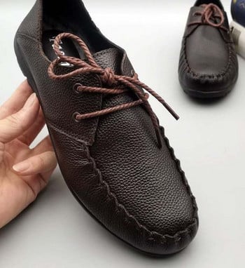 Δερμάτινο Lace Up Loafers με επίπεδη σόλα για άνδρες