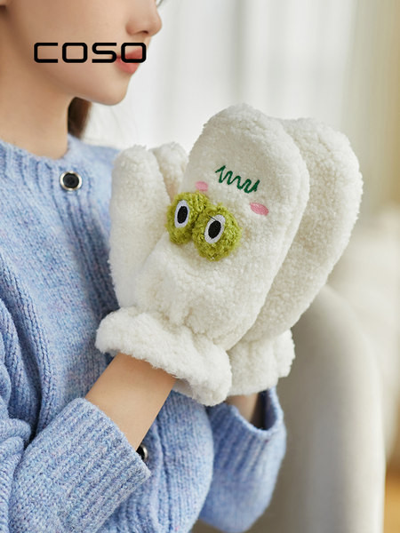 Dūnu cimdi ar izšuvumu un 3D elementu sievietēm