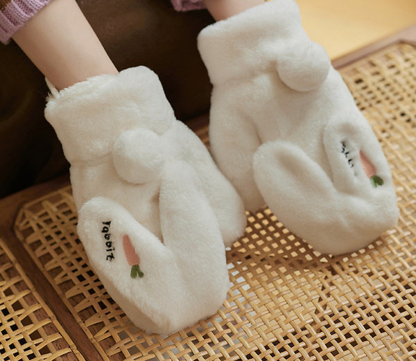 Sieviešu plīša cimdi ar izšuvumu