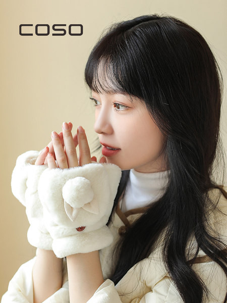 Pufīgi dāmu cimdi ar 3D elementu