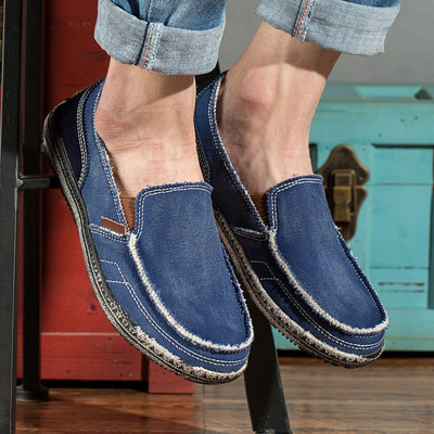 Tekstila vīriešu mokasīni ar plakanu zoli jauns modelis