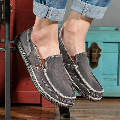 Tekstila vīriešu mokasīni ar plakanu zoli jauns modelis