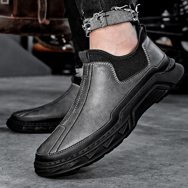 Muške kožne cipele u crnoj i sivoj boji