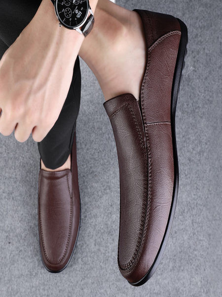 Στρογγυλό μοντέλο ανδρικά μοκασίνια από οικολογικό δέρμα