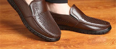 Muške kožne mokasine od prozračnog materijala i ravnog potplata