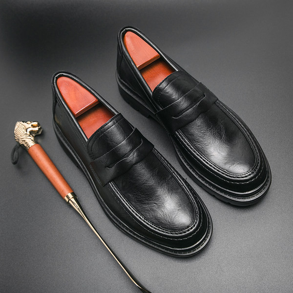 Vīriešu mokasīni no eko ādas, vienkrāsains modelis