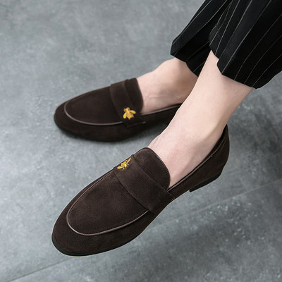 Eleganti mokasīni no eko zamšādas ar metāla elementu