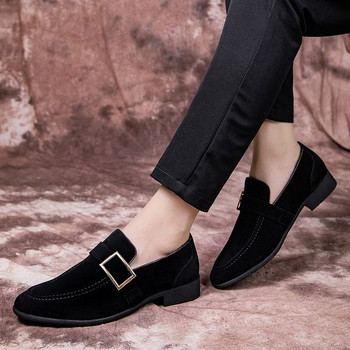 Μοντέρνα ανδρικά παπούτσια με αγκράφα - μαύρο και καφέ χρώμα