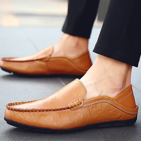 Ανδρικά μοκασίνια από οικολογικό δέρμα με επίπεδη σόλα