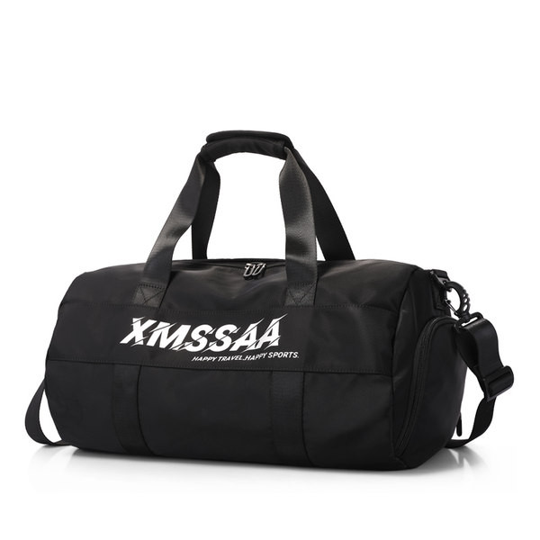 Ceļojumu soma ar garu rokturi un uzrakstu