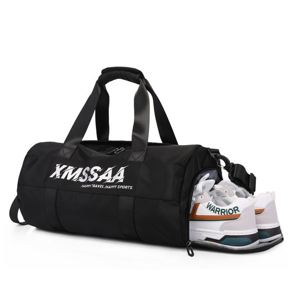 Ceļojumu soma ar garu rokturi un uzrakstu