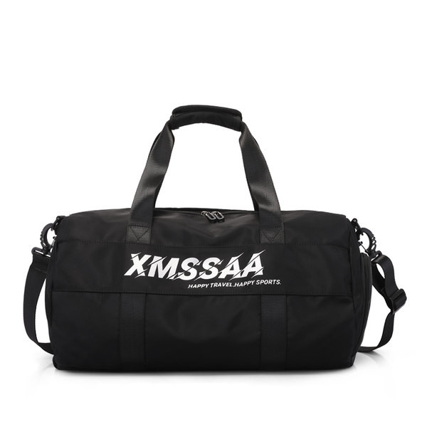 Ceļojumu soma ar garu rokturi un uzrakstu