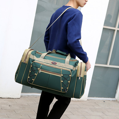 Τσάντα πάνινη με μπροστινή τσέπη και μακρύ χερούλι