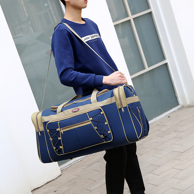 Τσάντα πάνινη με μπροστινή τσέπη και μακρύ χερούλι