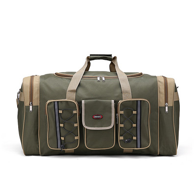 Τσάντα πάνινη με μπροστινή τσέπη και μακρύ χερούλι