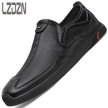 Ανδρικά έκο δερμάτινα casual παπούτσια σε μαύρο και καφέ χρώμα