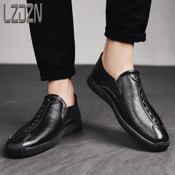 Ανδρικά έκο δερμάτινα casual παπούτσια σε μαύρο και καφέ χρώμα