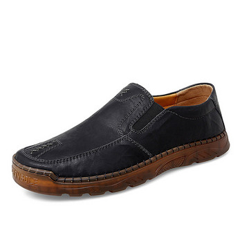 Нов модел мъжки обувки от еко кожа -черен и кафяв цвят