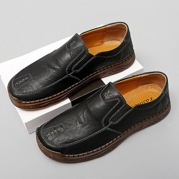Νέο μοντέλο ανδρικά παπούτσια από οικολογικό δέρμα - μαύρο και καφέ χρώμα