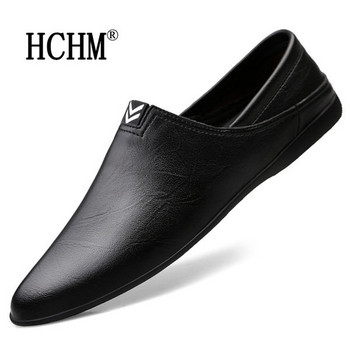 Ежедневни мъжки обувки от еко кожа -черен и кафяв цвят