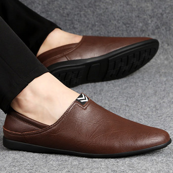 Ανδρικά παπούτσια casual από οικολογικό δέρμα - μαύρο και καφέ