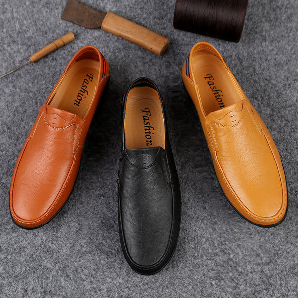 Modes, plakanas zoles ādas kurpes vīriešiem