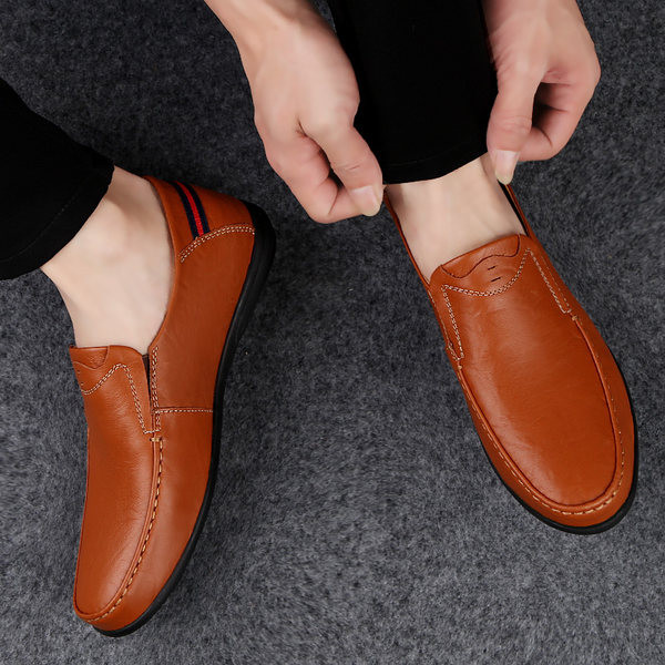 Modes, plakanas zoles ādas kurpes vīriešiem