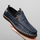 Στρογγυλό μοντέλο ανδρικά μοκασίνια με επίπεδη σόλα