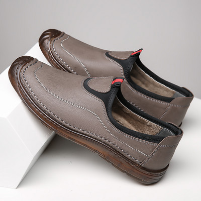 Bőr mokaszin lekerekített modell, lapos talppal