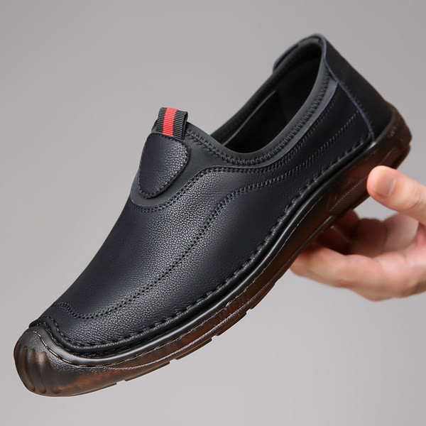 Bőr mokaszin lekerekített modell, lapos talppal