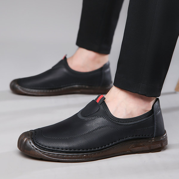 Bőr mokaszin lekerekített modell, lapos talppal