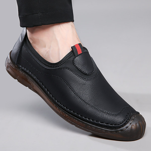 Bőr mokaszin lekerekített modell, lapos talppal