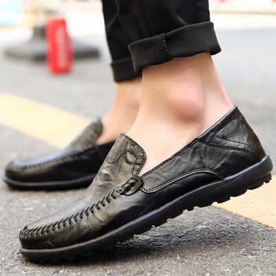 Ikdienas vīriešu mokasīni no eko ādas un plakanas zoles