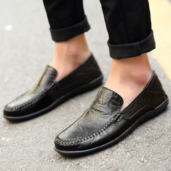 Ikdienas vīriešu mokasīni no eko ādas un plakanas zoles