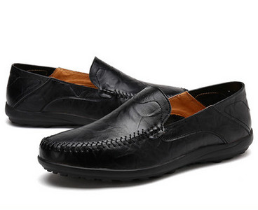 Eko bőrből készült férfi mokaszinok - lapos talppal