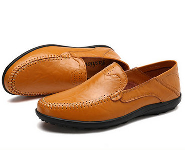 Eko bőrből készült férfi mokaszinok - lapos talppal